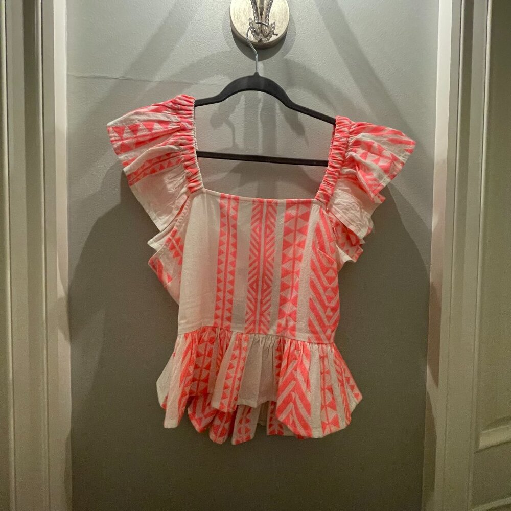 Francesca's Pink and White Tie Top